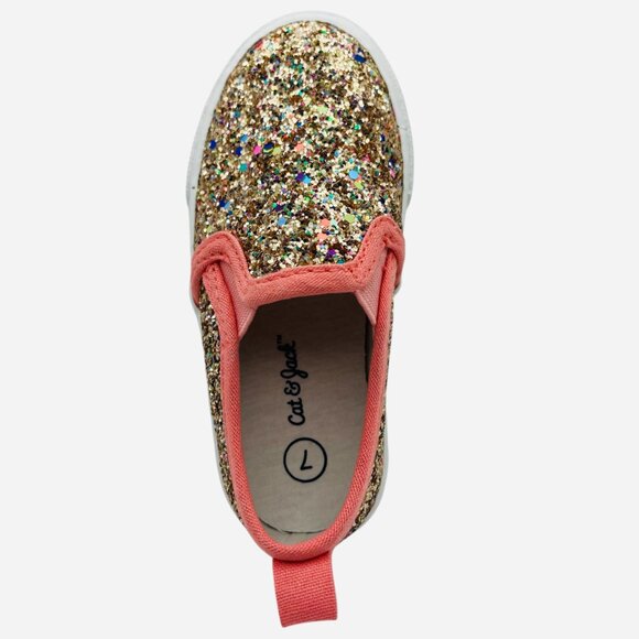 Toddler Girls' Madigan Multicolor Glitter Slip On Sneakers Cat & Jack Size 6 - Picture 4 of 5
